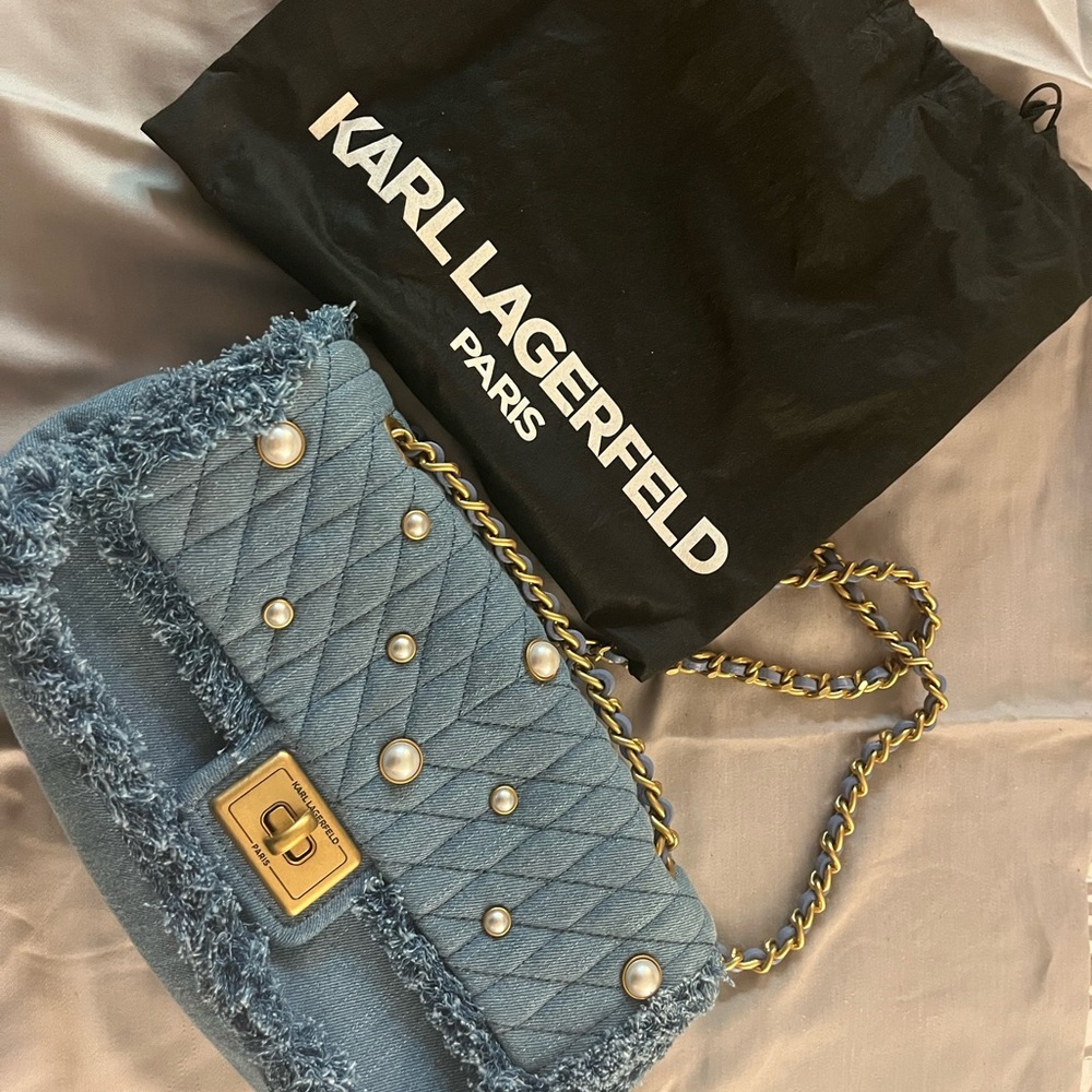 Karl Lagerfeld Blue Quilted Shoulder Bag